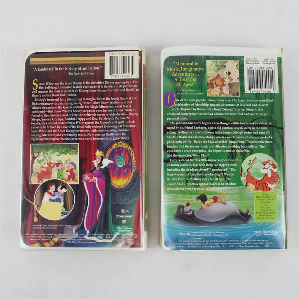 Lot of 2 Disney VHS Tapes Snow White Seven Dwarfs and Jungle Book 30th