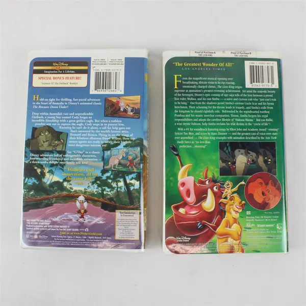 Lot of 2 Disney VHS The Lion King & Rescuers Down Under Gold Collection