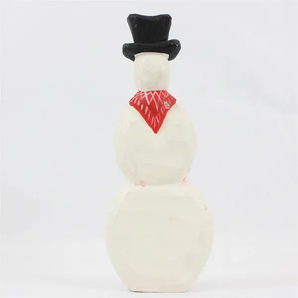 Derek Adams Handcarved Wooden Snowman W/ Top Hat Figurine Folk Art Style 8.5"