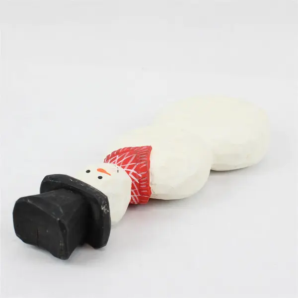 Derek Adams Handcarved Wooden Snowman W/ Top Hat Figurine Folk Art Style 8.5"