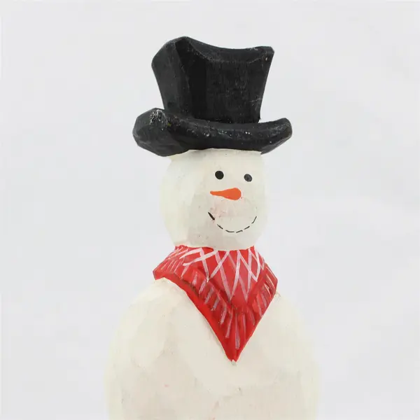 Derek Adams Handcarved Wooden Snowman W/ Top Hat Figurine Folk Art Style 8.5"