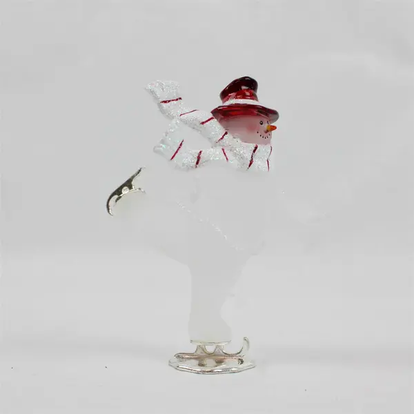 Set Of 4 Pcs Department 56 Red & White Snowman Skating Scene Winter #44815
