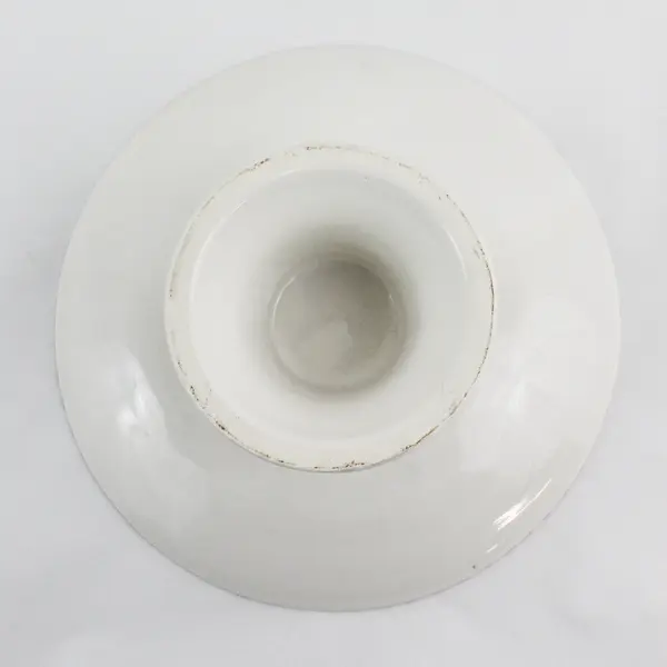 Ceramic Pedestal Compote Bowl Christmas Snowman Tree 11in