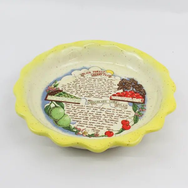 Gibson Stoneware Fluted Recipe Dish Black Forest Cherry & Chocolate Lime Flan