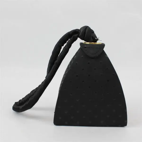  Small Black Snap Closure Wristlet Handbag Purse