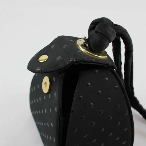  Small Black Snap Closure Wristlet Handbag Purse