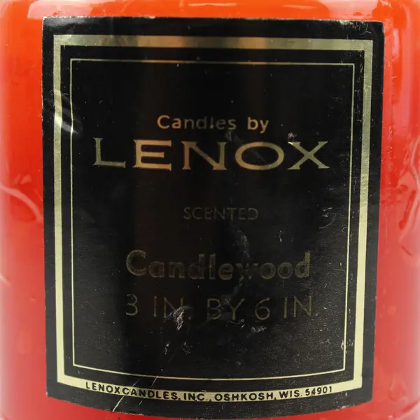 Candles By Lenox Orange Colored Scented Candlewood Pillar Candle 3" Dia 6" Tall