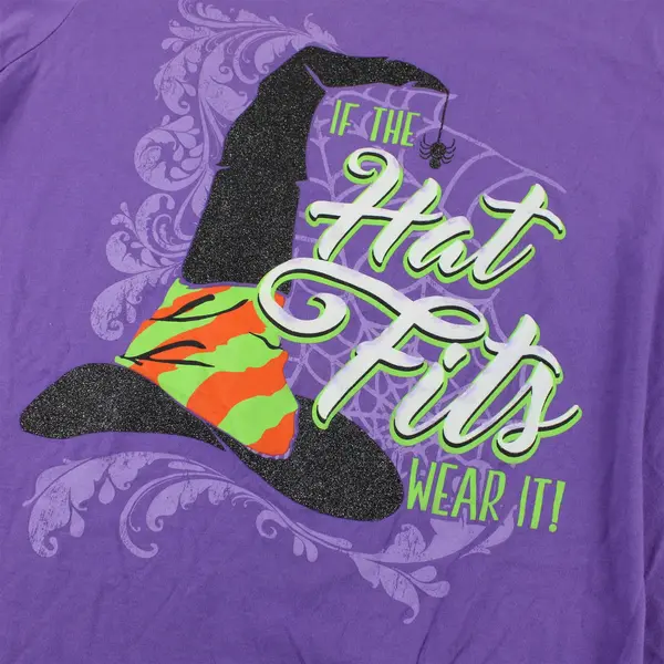 Way To Celebrate Halloween If The Hat Fits Purple T-Shirt Women's XL 16-18