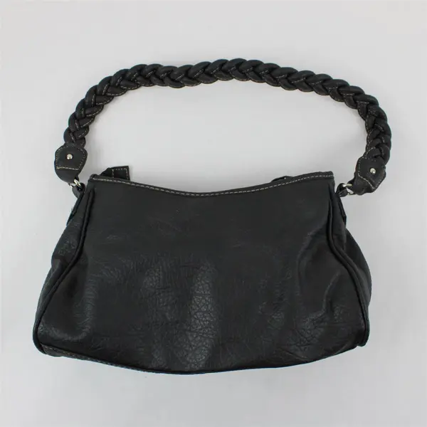 Rosetti Black Faux Leather Women's Shoulder Bag Braided Strap