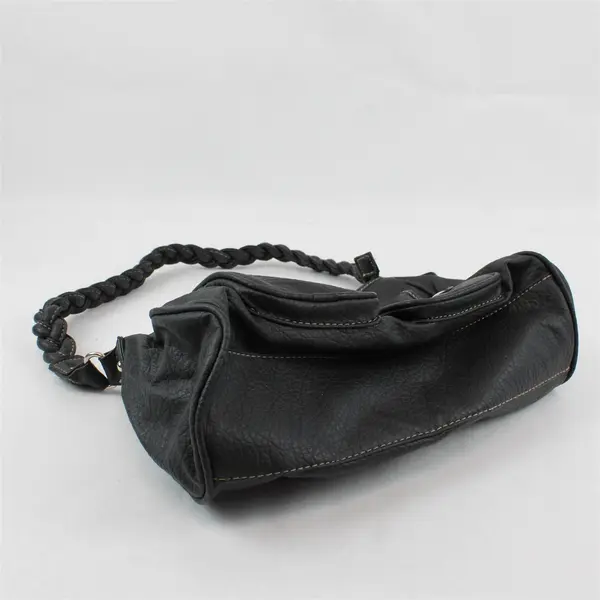 Rosetti Black Faux Leather Women's Shoulder Bag Braided Strap