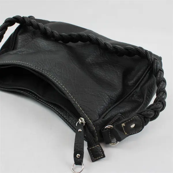 Rosetti Black Faux Leather Women's Shoulder Bag Braided Strap