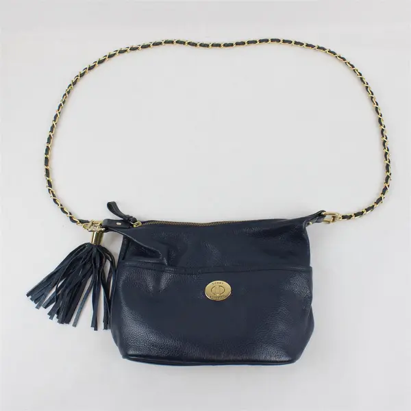 Tommy Hilfiger Navy Blue Faux Leather Crossbody Purse Tassel Detail