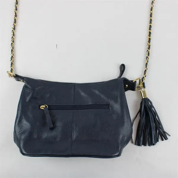 Tommy Hilfiger Navy Blue Faux Leather Crossbody Purse Tassel Detail