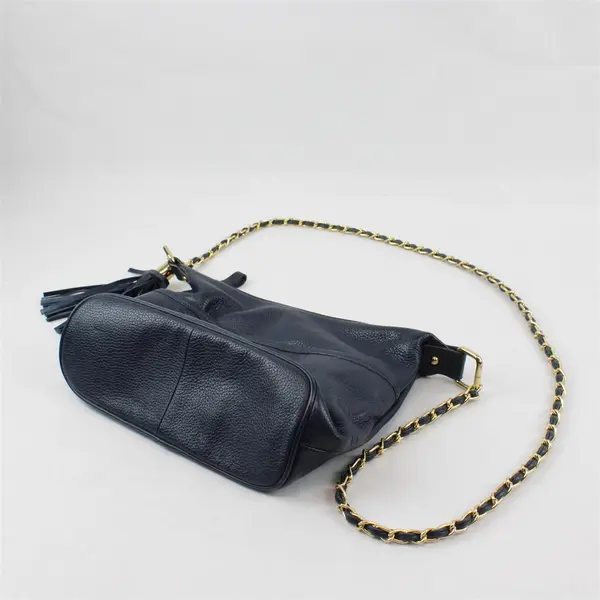 Tommy Hilfiger Navy Blue Faux Leather Crossbody Purse Tassel Detail