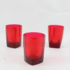 Lot of 3 Transparent Red Plastic Drinking Cups