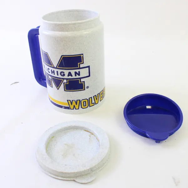 Vintage University of Michigan Wolverines Thermo Cup Travel Mug 1990s