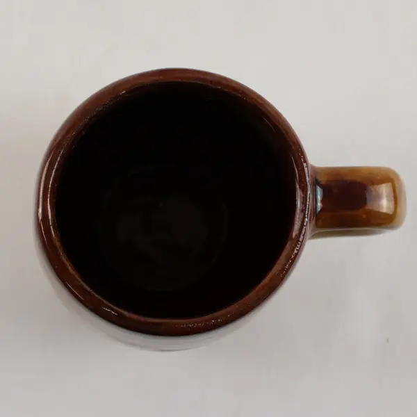 Vintage Set of 2 Wheat Design Glazed Brown Ceramic Coffee Mugs