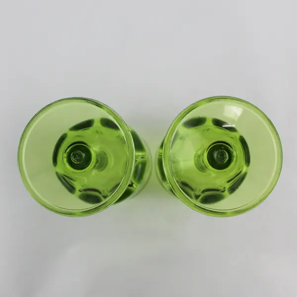  2 Avocado Green Straight Sided Acrylic Or Plastic Stemmed Water Goblets 8.25"