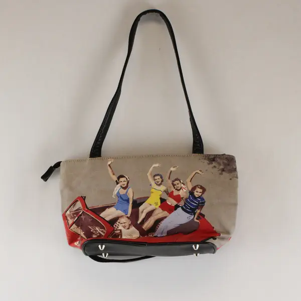 Retro 50s Rockabilly Beaded Design Shoulder Bag Purse Flawed
