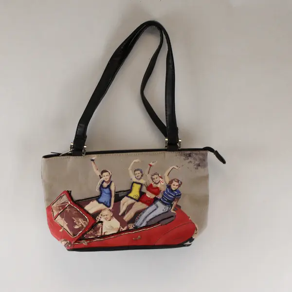 Retro 50s Rockabilly Beaded Design Shoulder Bag Purse Flawed