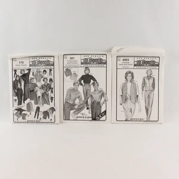Lot of 3 Vintage Ann Person Stretch & Sew Pattern Sets