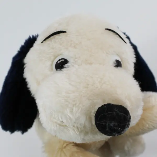 Vintage 1973 Dakin Drooper Puppy Dog Plush Cream Black Ears 10"