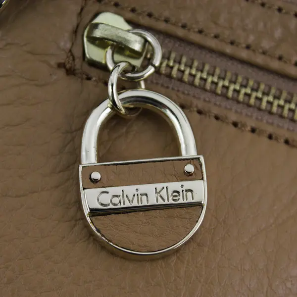 Calvin Klein Tan Faux Leather Wristlet Clutch Wallet
