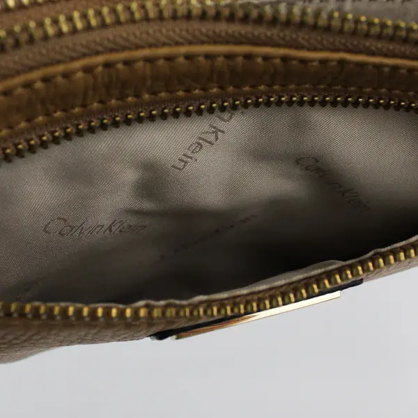 Calvin Klein Tan Faux Leather Wristlet Clutch Wallet