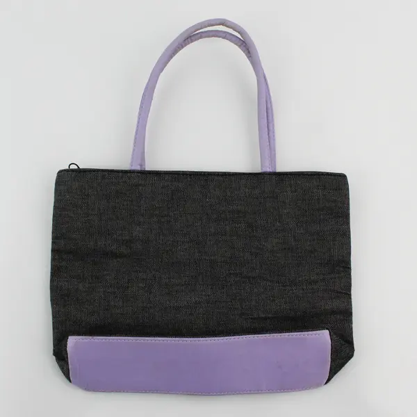 I Love New York Embroidered Gray and Purple Handbag Purse