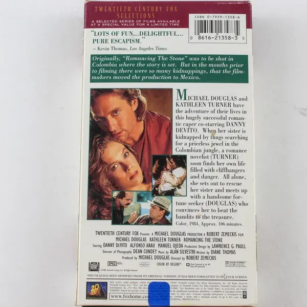 Romancing the Stone Directed By Robert Zemeckis (VHS, 1997, 20th Century Fox)