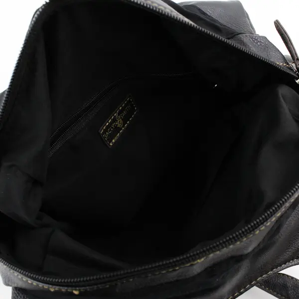 Jaclyn Smith Black Faux Leather Multi-Pocket Shoulder Bag Purse