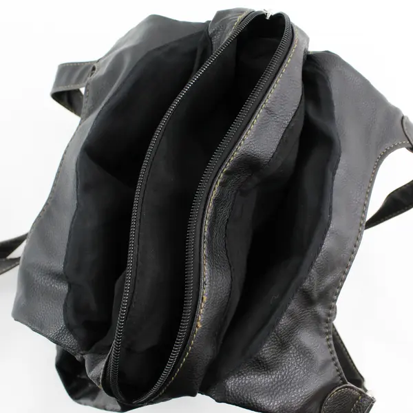 Jaclyn Smith Black Faux Leather Multi-Pocket Shoulder Bag Purse