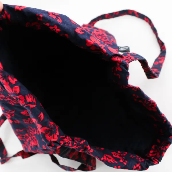 Old Navy Red and Navy Blue Floral Pattern Cinch Bag