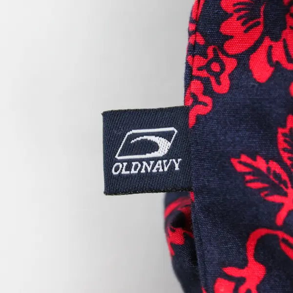 Old Navy Red and Navy Blue Floral Pattern Cinch Bag