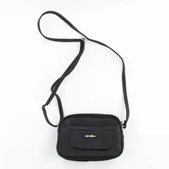 Multisac Small Black Faux Leather Multi-Pocket Crossbody Purse Bag