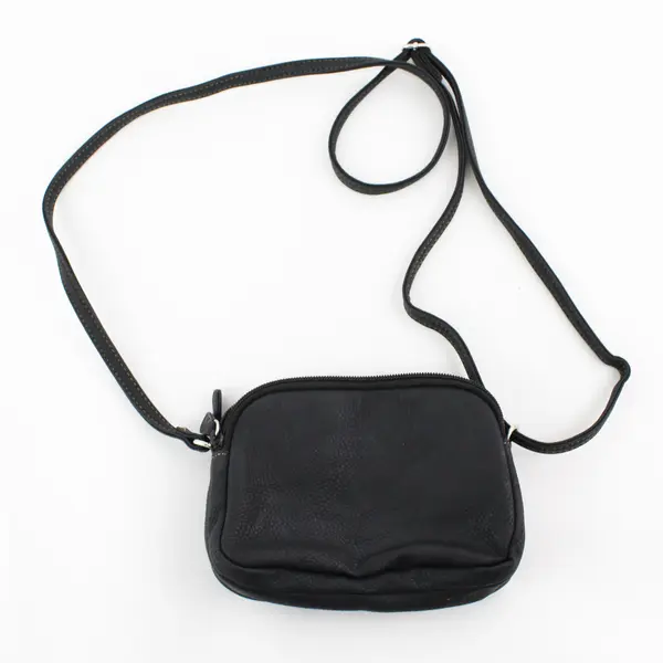 Multisac Small Black Faux Leather Multi-Pocket Crossbody Purse Bag