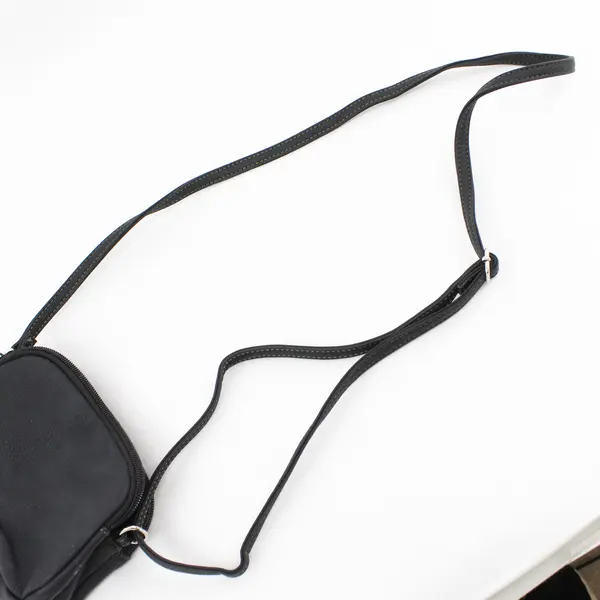 Multisac Small Black Faux Leather Multi-Pocket Crossbody Purse Bag