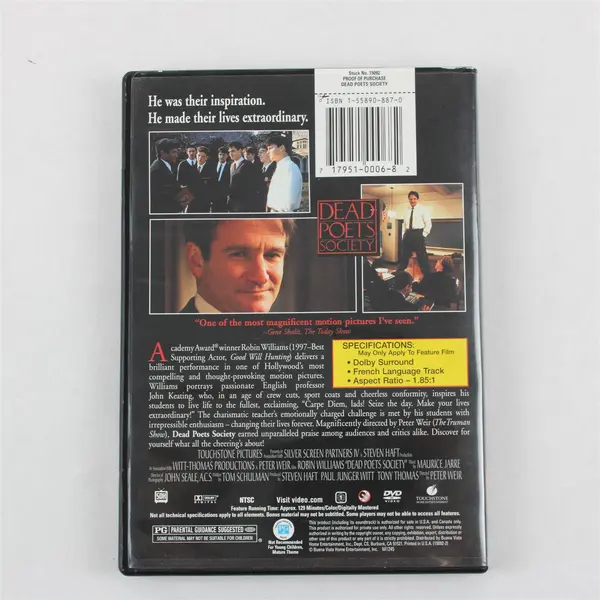 Dead Poets Society Directed By Peter Weir (DVD, 1989, Touchstone Pictures)