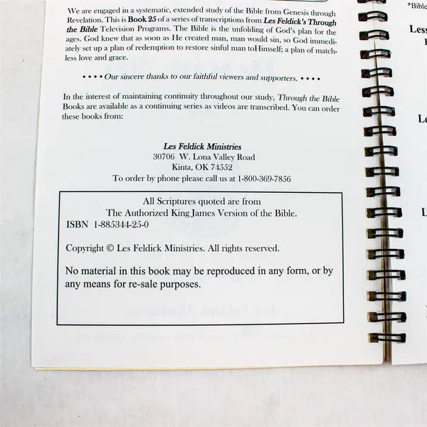 Through The Bible with Les Feldick Book 25 Transcript of Tape 25 Spiral