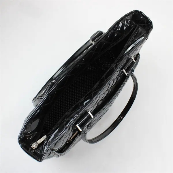Caboodles Black Quilted Vinyl Shoulder Bag Long Straps