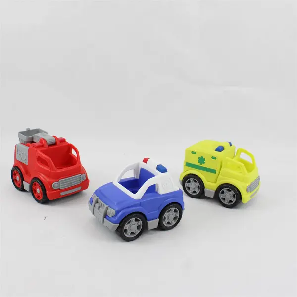 Lot of 3 PlayGo Kids' Toy Trucks Cars Red Yellow and Blue