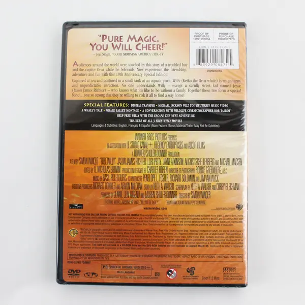 Free Willy DVD 1993 Warner Home Video