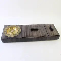 Vintage Vanity Organizer Brass Chinese Zodiac Ashtray 2 Lidded Compartments