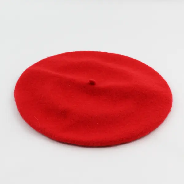 Unisex Unbranded Red 100% Wool Beret Hat