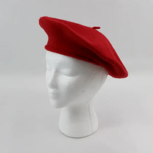 Unisex Unbranded Red 100% Wool Beret Hat