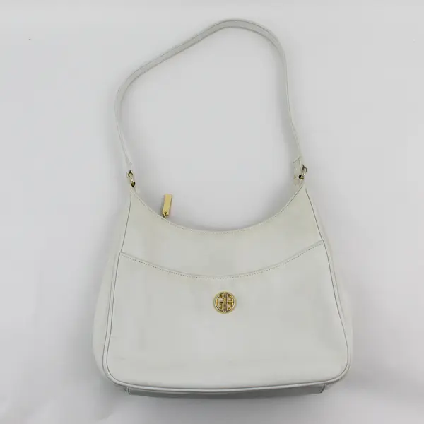Vintage Giani Bernini White & Gold Hardware Genuine Leather Shoulder Bag