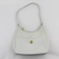Vintage Giani Bernini White & Gold Hardware Genuine Leather Shoulder Bag