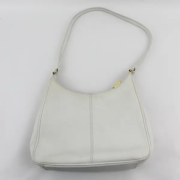 Vintage Giani Bernini White & Gold Hardware Genuine Leather Shoulder Bag