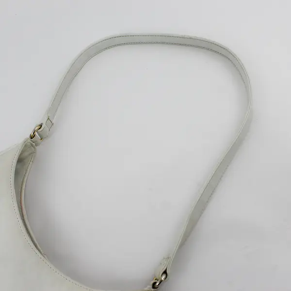 Vintage Giani Bernini White & Gold Hardware Genuine Leather Shoulder Bag