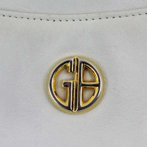 Vintage Giani Bernini White & Gold Hardware Genuine Leather Shoulder Bag